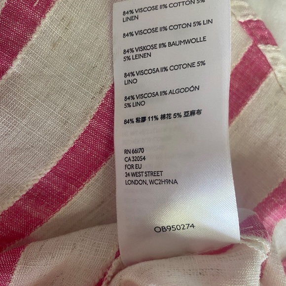 Maeve Crop Linen-Like Shirt - Pink & White - Picture 4 of 4